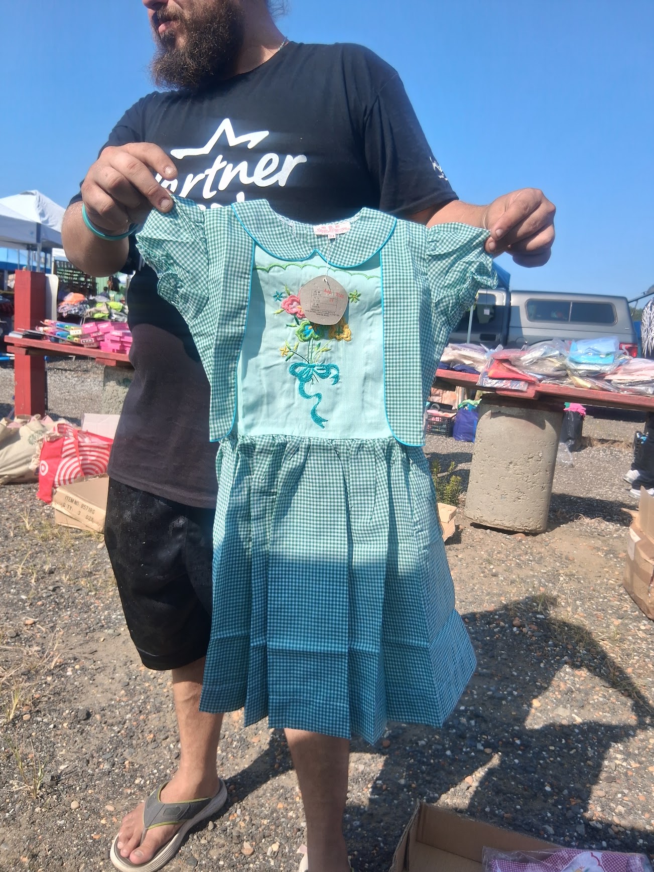 Mark helping with donated clothing